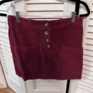 Pink Corduroy Button Skirt